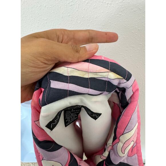 Anne Carson Silk Quilted Jacket Pink Abstract Print Sequin Detail Size L - Picture 5 of 8